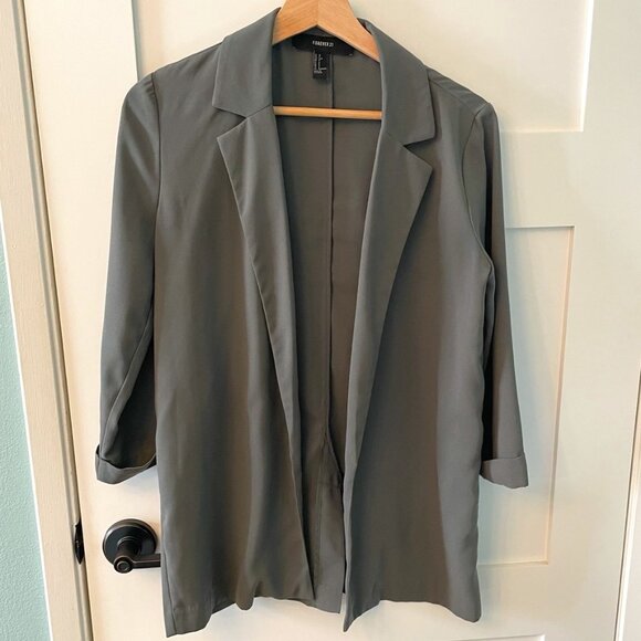 Forever 21 Olive Green Women's Long Blazer Size Small - Picture 1 of 7